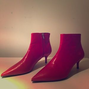 Zara Red Ankle Boots